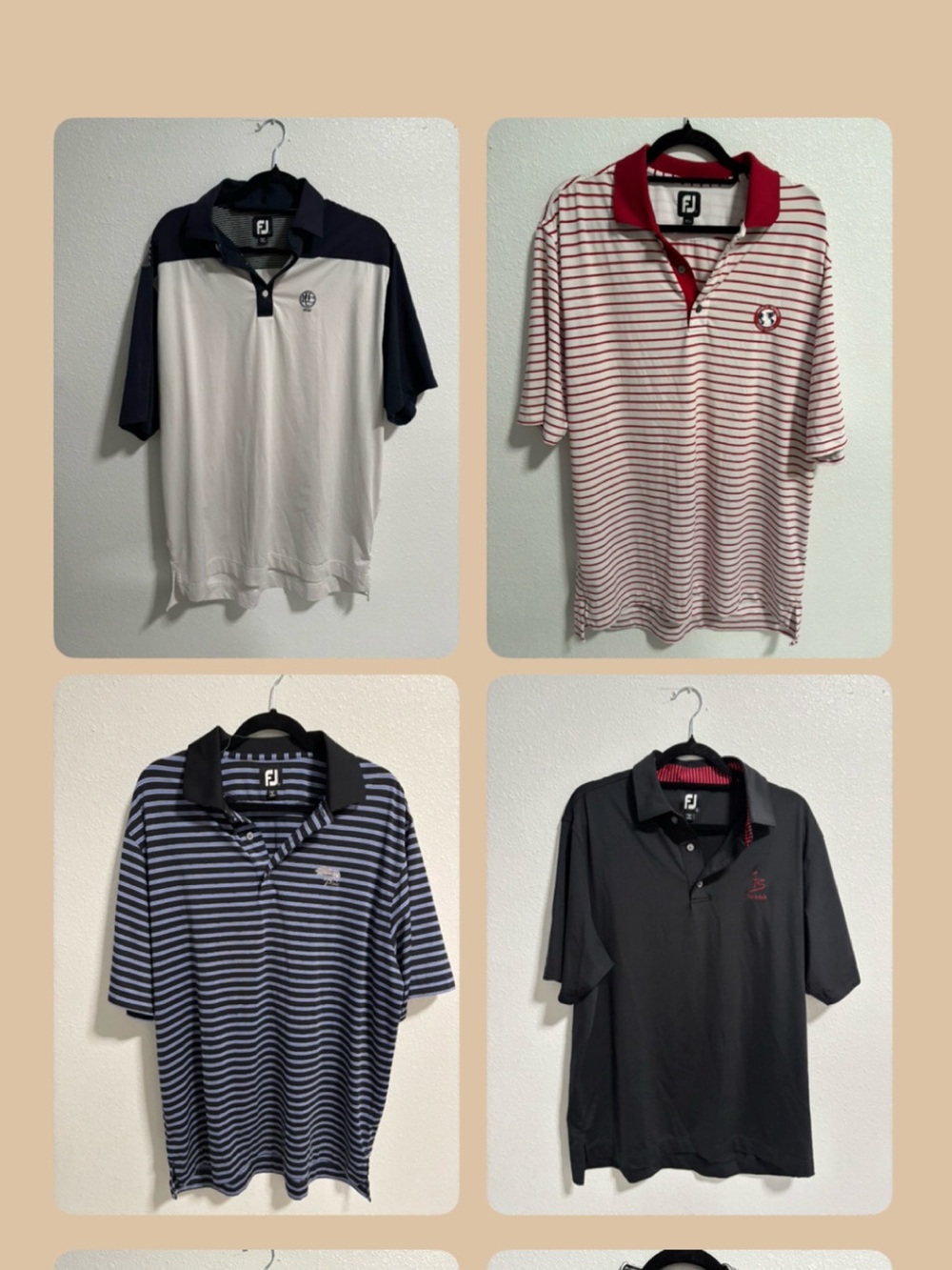 FootJoy Men’s Four-Style Polo Lot in Black, Navy, White, Gray, Mint, Red-Striped